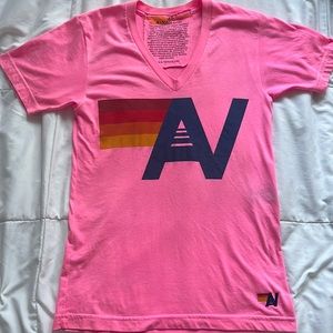 Aviator nation pink v neck t shirt